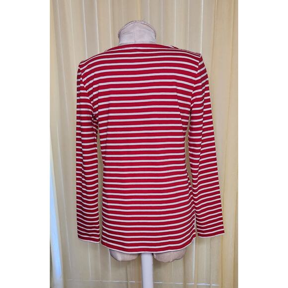 Talbots Womens 3/4 Sleeve Striped Top Christmas Holiday Size S - Picture 3 of 5